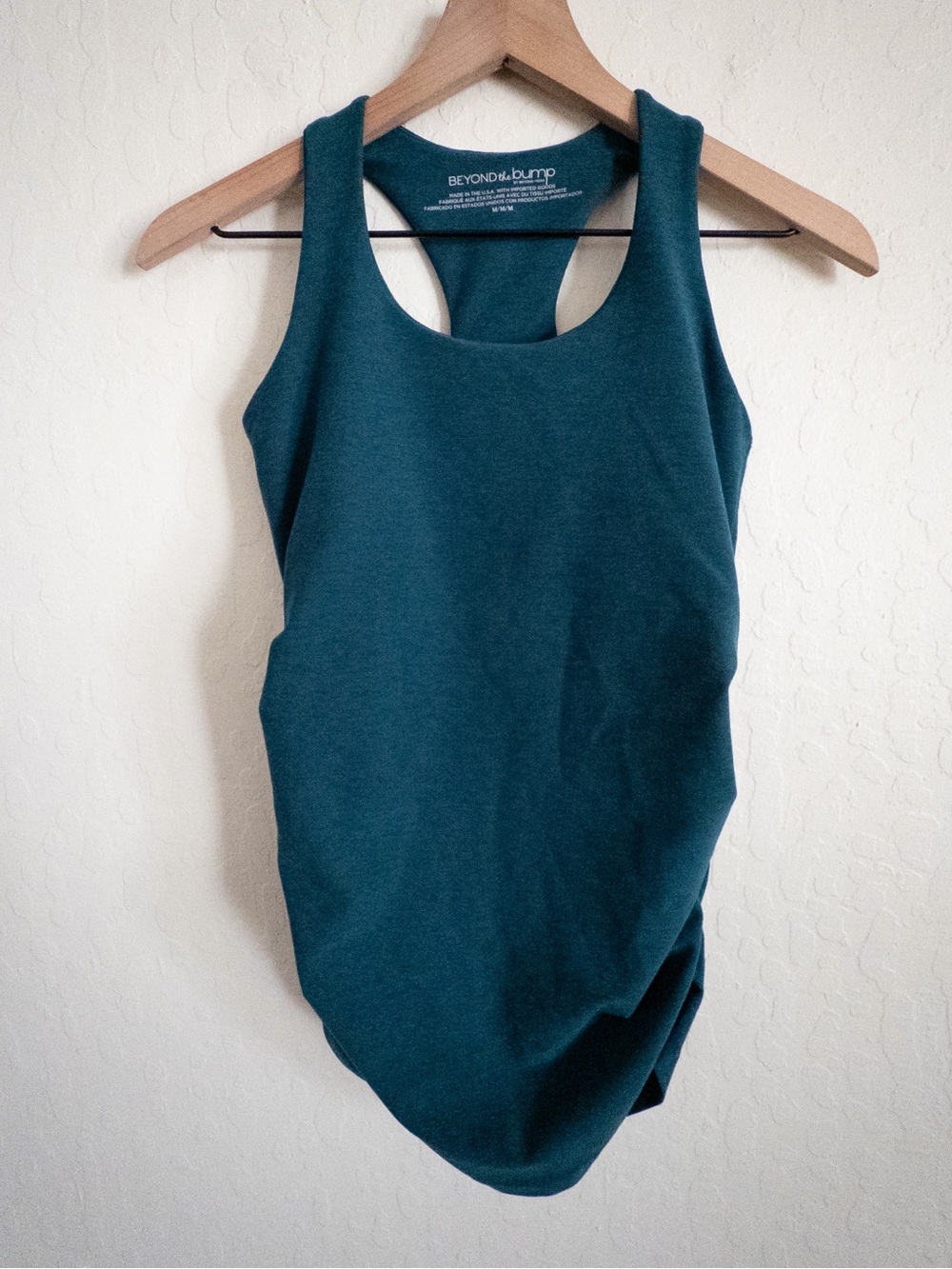 Beyond The Bump Spacedye Bases Covered Maternity Racerback Tank Medium Teal